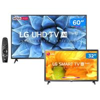 Imagem da promoção Combo Smart TV 4K LED 60” LG 60UN7310PSA Wi-Fi - Bluetooth HDR Inteligência Artificial + HD LED 32”