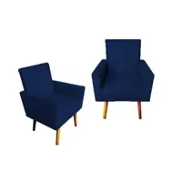 Kit 02 Poltrona Decorativa Suede Azul Marinho, Decorações de Sala, Quartos e Escritórios em oferta na Magazine Luiza