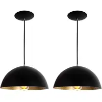 Combo Kit com 2 Pendentes Luminária Ônix Meia esfera Alumínio 30cm Preto e Dourado em oferta na Amazon