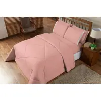 Kit 06 Peças Casal Queen Com Edredom E Lençol Com Elástico Dupla Face Aconchego Rosa - Ibitinga Bord em oferta na Magazine Luiza
