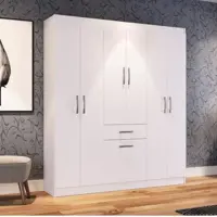 Guarda Roupa Casal 6 Portas 1 Porta Basculante 1 Gaveta Dallas Espresso Móveis Branco em oferta na Magazine Luiza