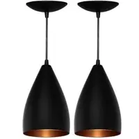 Kit 2 Pendentes Conicos Estilo Vegas (Preto Fosco /Bronze) em oferta na Magazine Luiza