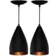 Kit 2 Pendentes Conicos Estilo Vegas (Preto Fosco /Bronze) em oferta