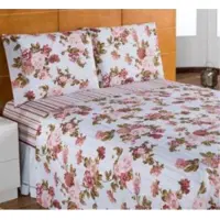 Jogo de lençol casal queen 3 pçs microfibra estampas sortidas 1 - Relíquias do Interior em oferta na Magazine Luiza