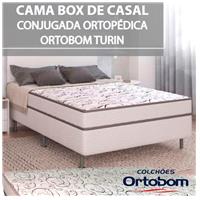 Imagem da promoção Cama Box Conjugada Casal Ortobom Turin Ortopédico com Ortopillow 55x138x188cm - Branco/Cinza