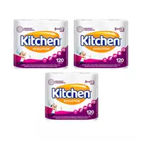 Imagem da promoção Kit Papel Toalha Folha Tripla Kitchen - Total Absorv 3 Pacotes com 2 Unidades Cada