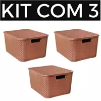 Imagem da promoção Kit com 3 cesto caixa organizadora rattan 7 litros - marrom - ARQPLAST