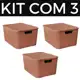 Kit com 3 cesto caixa organizadora rattan 7 litros - marrom - ARQPLAST em oferta