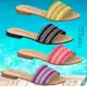 Rasteira Slide Beira Rio Listrada Feminina - Preto em oferta