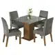 Conjunto Sala de Jantar Mesa Tampo de Vidro 4 Cadeiras Rustic/Cinza/Silver Anne Madesa em oferta