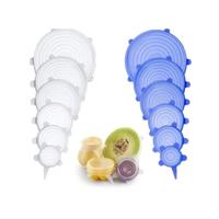 Imagem da promoção Kit 6 Tampas Tampa Silicone Elastica Reutilizável Elástica Para Potes Panela Cozinha Flexivel