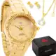 Relógio QUEBEC Feminino Dourado Lindo Aprova D'água + Colar e Brincos - Quebec Watch em oferta