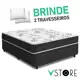 Cama Box Casal Conjugada Benfica Ortopédica + Travesseiros Vstore 138x188x52cm - V-STORE em oferta