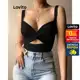Lovito Top Regata Casual Lisa com Recorte e Amarração para Mulheres LNL38051 em oferta