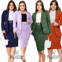 Imagem da promoção Blazer Plus Size Conjunto Saia Com Cinto Tendência Curve Tamanho Grande Congresso