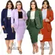 Blazer Plus Size Conjunto Saia Com Cinto Tendência Curve Tamanho Grande Congresso em oferta