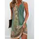 Vestidos De Verão Moda Para Senhoras Impressão V Pescoço Sem Manga Casual Solto Longos Mulheres 2023 em oferta