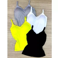 Imagem da promoção KIT 3 Regatas Feminina Renda com Bojo e Alças Reguláveis
