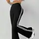 Calça Cintura Alta Bailarina com Listras Laterais Estilo Flare Moda Tendência em oferta