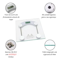 Imagem da promoção Balança Corporal Digital até 180kg com Vidro Temperado + Bateria