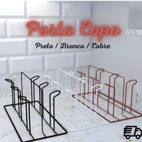 Imagem da promoção Porta Copo Escorredor Para 6 Copos Ferro Aramado Cores Cobre Branco Preto Promoção