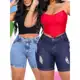 KIT Bermuda Jeans Feminina Meia Coxa Cintura Alta com Lycra Empina Bumbum em oferta
