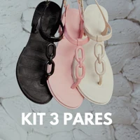 Imagem da promoção Kit 3 Pares Sandália Corrente Feminina Injetada Em Pvc Barato Várias Cores