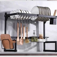 Imagem da promoção Cozinha Escorredor De Louça Suspenso Boutique Kitchen Rack Aço Inoxidável Organizador Louça Preto 85