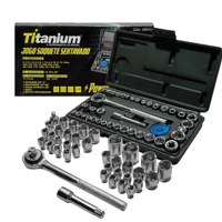 Imagem da promoção Jogo Soquetes Sextavado C/ Catraca 40 Pcs C/ Estojo 5131/5414 - Titanium