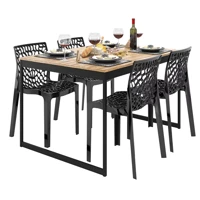 Imagem da promoção Mesa de Jantar 120x90cm Lâmina com Estrutura Cor Natural/Preto Estilo Industrial com 4 Cadeiras Gruv