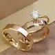 Par De Aliança Casamento e Anel Solitário Para Noivado Chanfrada Fina 4mm em oferta