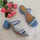Sandália Feminina Salto Grosso Com Tiras Detalhe De Strass Ref. 7701 em oferta