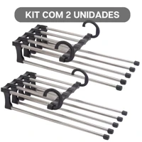 Imagem da promoção Kit Com 2 Cabides Multiuso 5 em 1 Aço Inox Guarda Roupa Organizador