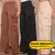 Calça Pantalona Feminina em Alfaiataria Cargo Wide Leg Casual Para Trabalhar em oferta
