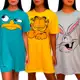 Camisola Camisão de Personagem Feminino Desenhos Divertidos Manga Curta Adulto em oferta