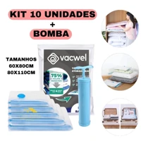 Imagem da promoção Kit Saco a Vacuo + Bomba Manual Organização de Roupas Mala Viagem Guarda Roupas