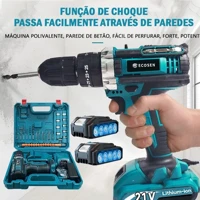 Imagem da promoção Furadeira Parafusadeira 3/8" bateria 21V com maleta e acessórios