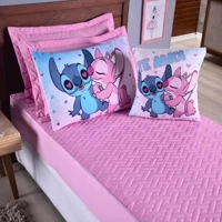 Imagem da promoção Colcha Cobre Leito Solteiro 5 Pçs Sleep Matelado Stich Rosa