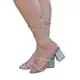 SANDÁLIA ESPIRALCOM BRILHO E STRAS DE AMARRAR SALTO BLOCO 5 CM GLITTER em oferta