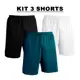 Kit com 3 Bermudas Preto + Branco + Cores Shorts Calção Dry Poliéster Liso em oferta
