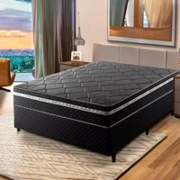 Imagem da promoção Cama Box Casal Umaflex Essencial com Eurotop e Molas Ensacadas 66x138x188 cm - Chumbo/Preto