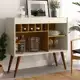 Aparador Buffet Adega-Bar New Odin Pés Palito Cantinho Café - Off White/Freijó - EJ MOVEIS em oferta