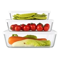 Imagem da promoção Kit 3 Travessas Retangulares De Vidro Borossilicato Com Tampa Yikasa