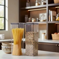 Imagem da promoção Kit 2 Potes Hermético acrílico 2,3litros Armazenar Alimento Organizar empilháveis Qualyplas