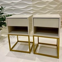 Imagem da promoção Kit 2 Un Mesa de Cabeceira Sofia Estilo Industrial Base Aço 1 Gaveta E 1 Nicho