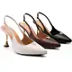 Scarpin Feminino Lumiss Salto Alto Fino Metalizado Bico Fino Enfeite Pedra em oferta