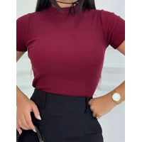 Imagem da promoção Blusa Básica Ribana Canelado Premium Casual Moda Gringa Basico Camiseta T-Shirt
