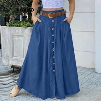 Imagem da promoção Lovito Saia Plus Size Curva Casual Lisa Com Botões Para Mulheres