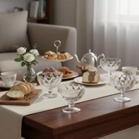 Imagem da promoção Kit de 6 Taças Vidro Sobremesa Sorvete 380ml Diamante Luxo Transparente