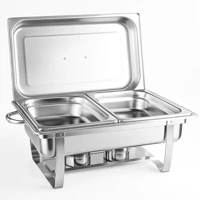 Imagem da promoção Rechaud Inox 11l 2 Cubas Fogareiro Duplo Tampa Removível Restaurante Buffet Cozinha Self Service